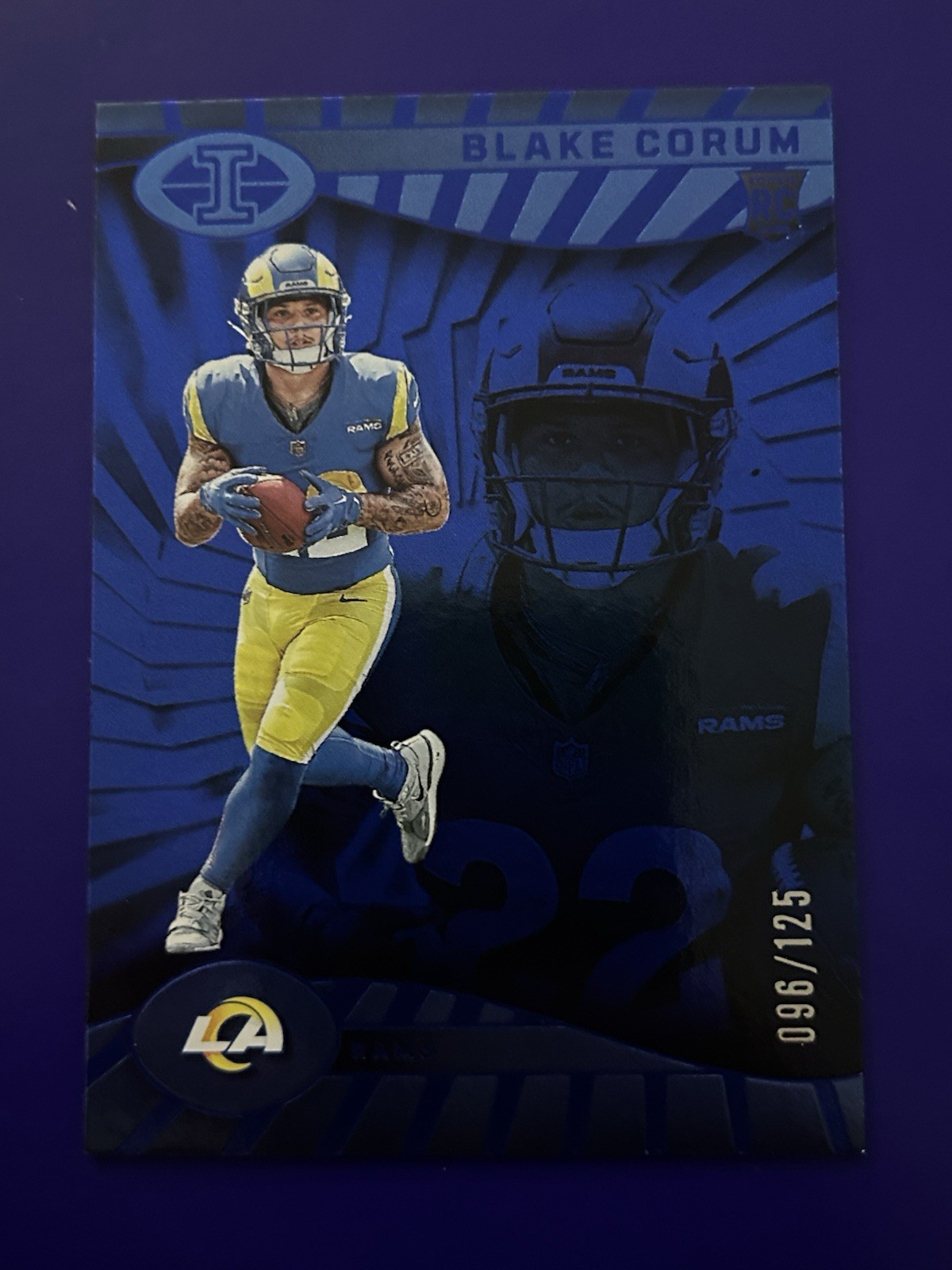 2024 Panini Illusions - Blake Corum #54 Trophy Collection Blue 096/125 (RC) NM