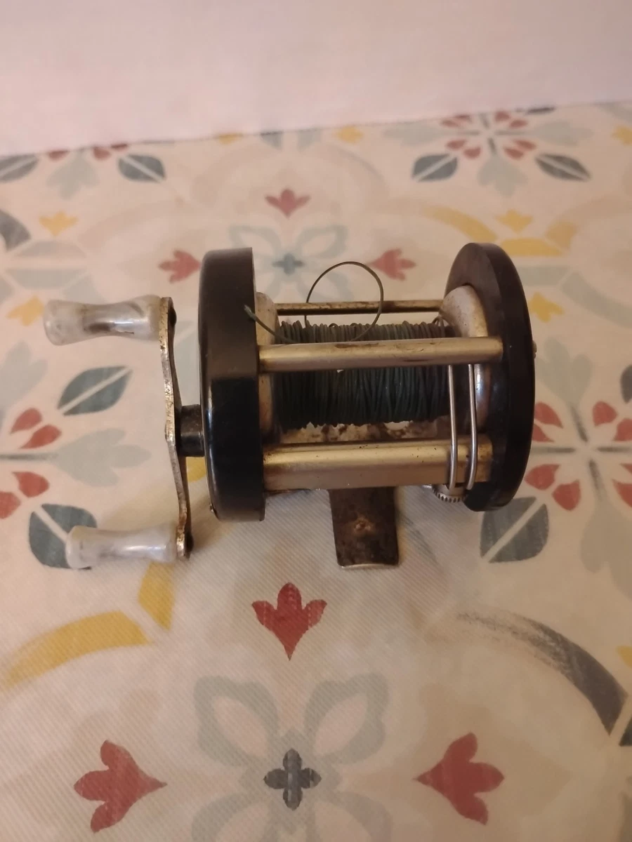 antique kids fishing pole lawrance 1940's wood rod with Pfluger Sal-Trout Reel  Southern Adirondack ReStore themed casting plug adds a splash of fun Vintage Lawrence "Jr Ace" Complete