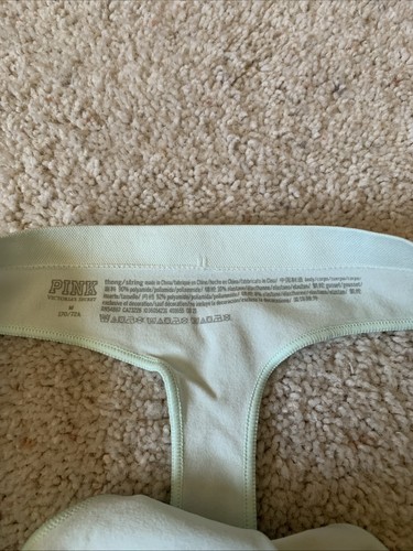 Victoria's Secret Sexy PINK Thong Seamless Stretch Green Peace Panty NWOT - Picture 4 of 4