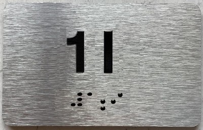 APT NUMBER 11 SIGN/UNIT NUMBER SIGN WITH GRADE 2 BRAILLE -  (4''X 2.5'')-S