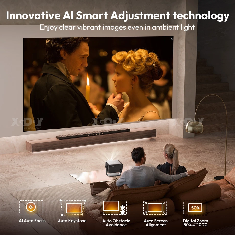 XGODY 4K FHD 18000LMS LED Projector 1080P Home Theater WiFi Bluetooth Android - Image 3 of 4