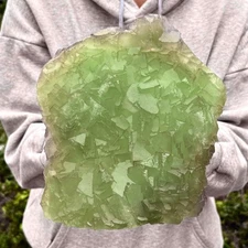11.82LB Natural green cubic fluorite - quartz crystal mineral specimen