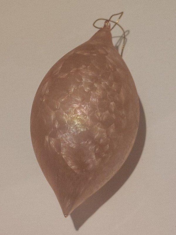 Pink Teardrop Iridescent Hand Blown Glass Ornament 6" Christmas Tear Drop