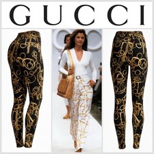 GUCCI By TOM FORD S/S 1994 Navy  Gold Chain Pants VINTAGE RARE Size M