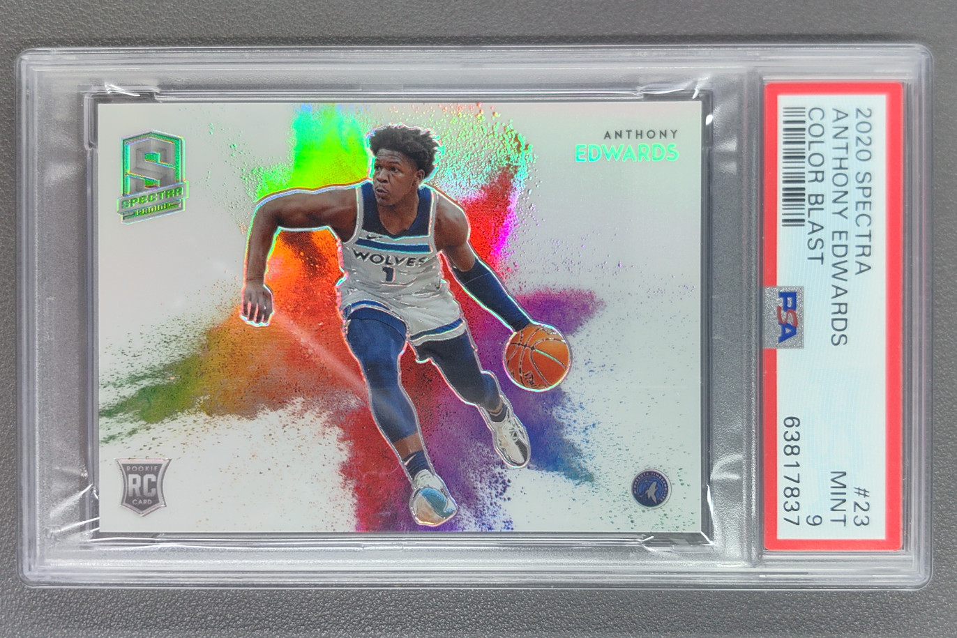 2020-21 Panini Spectra Anthony Edwards Color Blast Rookie RC #23 SSP PSA 9