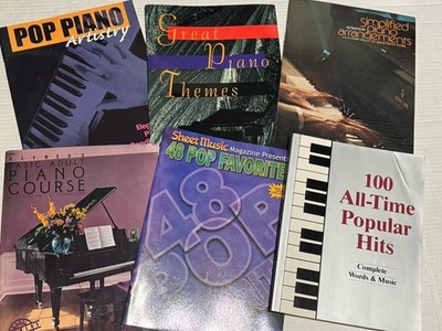 Huge Lot Of 6 PIANO Songbooks Sheet Music pop hits tutorial easy to play 80s 90s