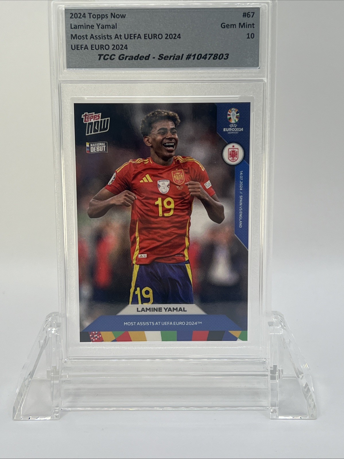 2024 Topps Now Lamine Yamal Young Most Assists EURO 2024 TCC Graded Gem Mint view 2