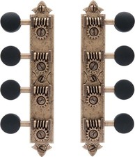 Golden Age A-style Mandolin Tuners, Relic brass with black knobs