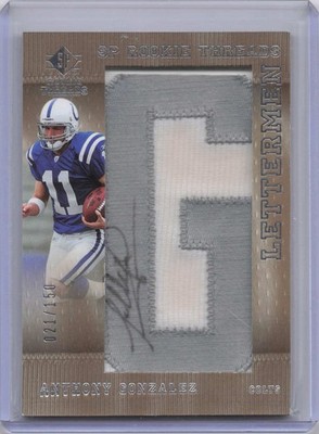 2007 SP Threads Anthony Gonzalez Lettermen RC Auto /150 #142 Colts 501