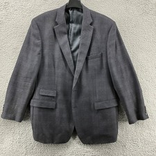 Lauren Ralph Lauren Men's Grey Plaid Wool Blazer Jacket Size 50L Elbow Patches