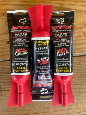 (LOT of 3) 3oz DAP Fast n Final One-Step Interior/Exterior Lightweight Spackling