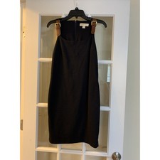 Michael Michael kors navy pencil dress with buckle straps zip back womens small