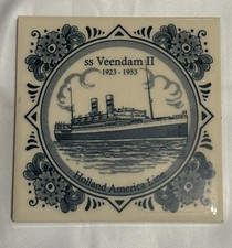 Holland America Line Vintage Tile Coasters Bl...