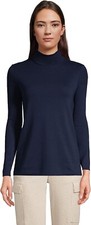 Lands' End Women's Turtleneck Premium Supima Cotton Fitted Long Sleeve, M/Tall