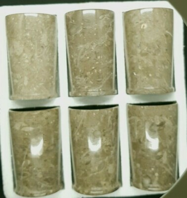 Handmade Natural Oceanic Marble Wine Glasses-Set of 6, 3'' x 3'' x 5'', Cap: 300 mL
