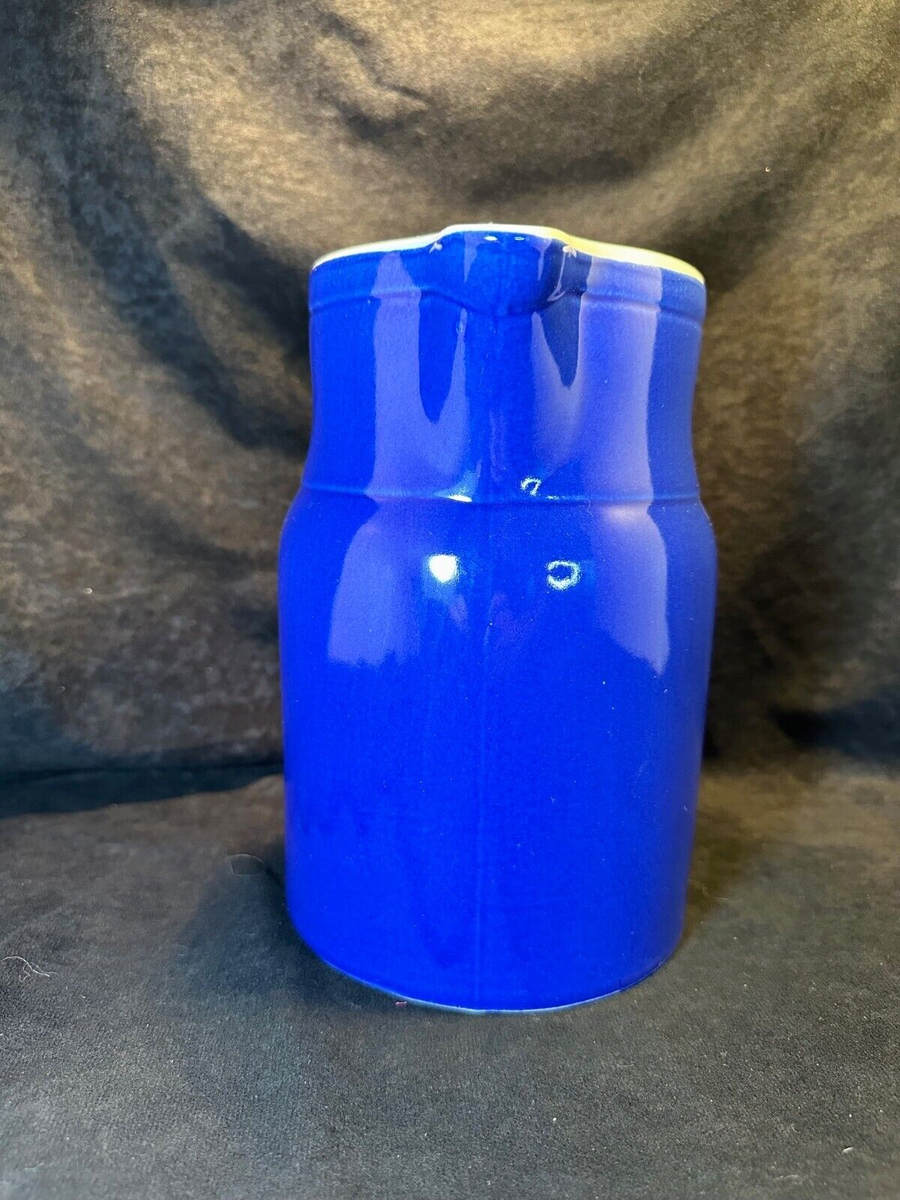 Vintage Digoin Grespots Blue Stoneware Pitcher Size 4 Made in