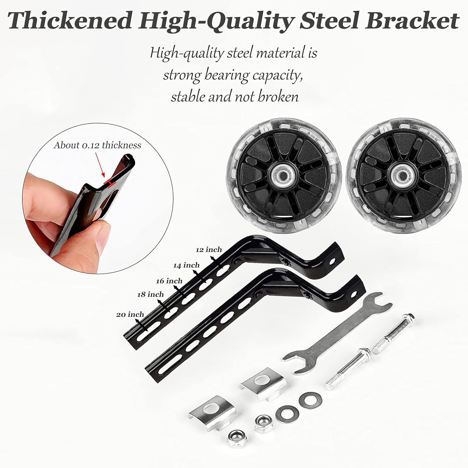 Training Wheels bike fit for 12/14/16/18/20Inch bike with Flash Light Wheel 1Pai