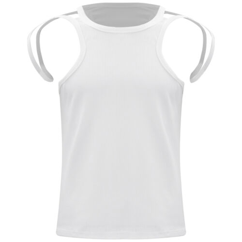 Camiseta recortada para hombres Casual Hollow Out Solid Color Round Neck Slim Fit Tops - Imagen 22 de 41