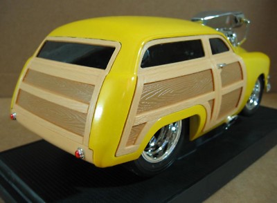 Muscle Machines 1950 Ford Woody Yellow Car Real Braided Steel Line
