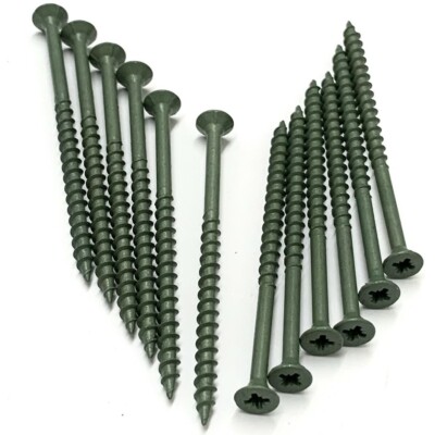 200 x PROFI GRÜN BESCHICHTETE TERRASSENSCHRAUBEN LANDSCHAFTSZAUN 50mm 60mm 70mm