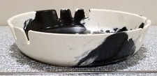 Vintage Owens Corning FIBERGLAS ASHTRAY Premix Inc Black & White Hard Plastic