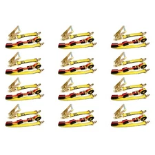 12 Pack 2" x10' Over The Tire Car Hauler Ratchet Tie Down Strap w/ Swivel J Hook