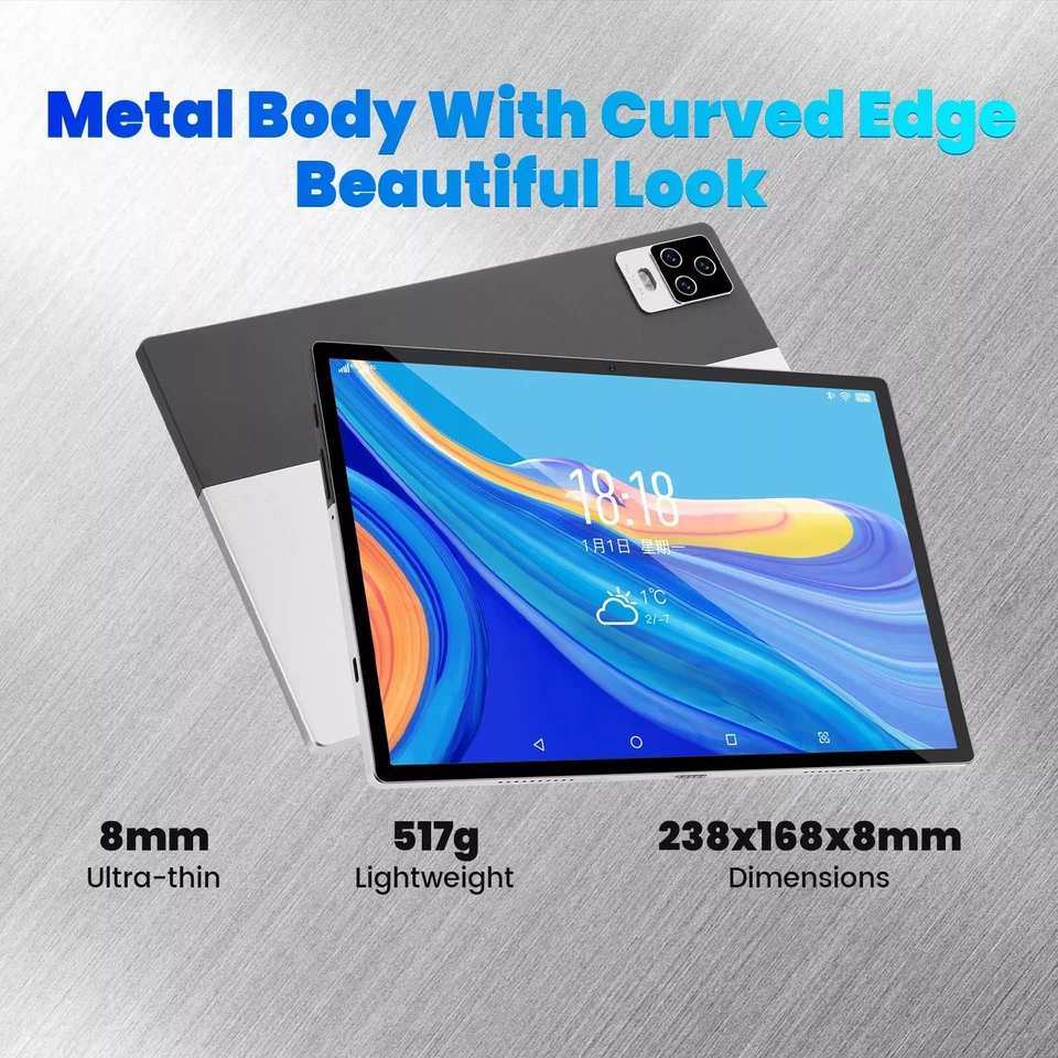 10 inch Tablet Ultra Big Android 256GB Storage 8GB RAM IPS Bundle Keyboard Case - Image 3 of 4