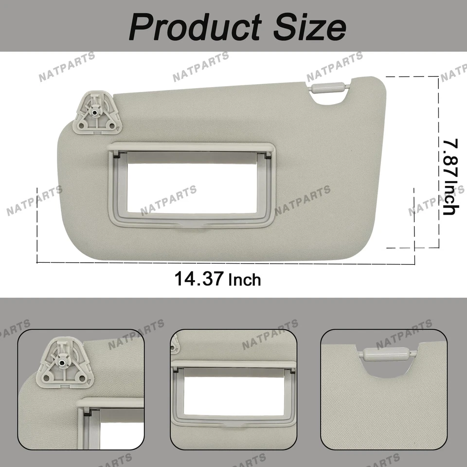 Par de parasol gris sin luz para Nissan Sentra 2013-2019 964014AT7A 964004AT7A Foto 4 de 4