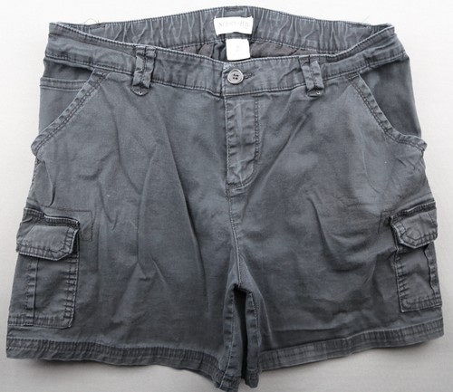 Mid Rise Cargo Shorts Black Stretch 