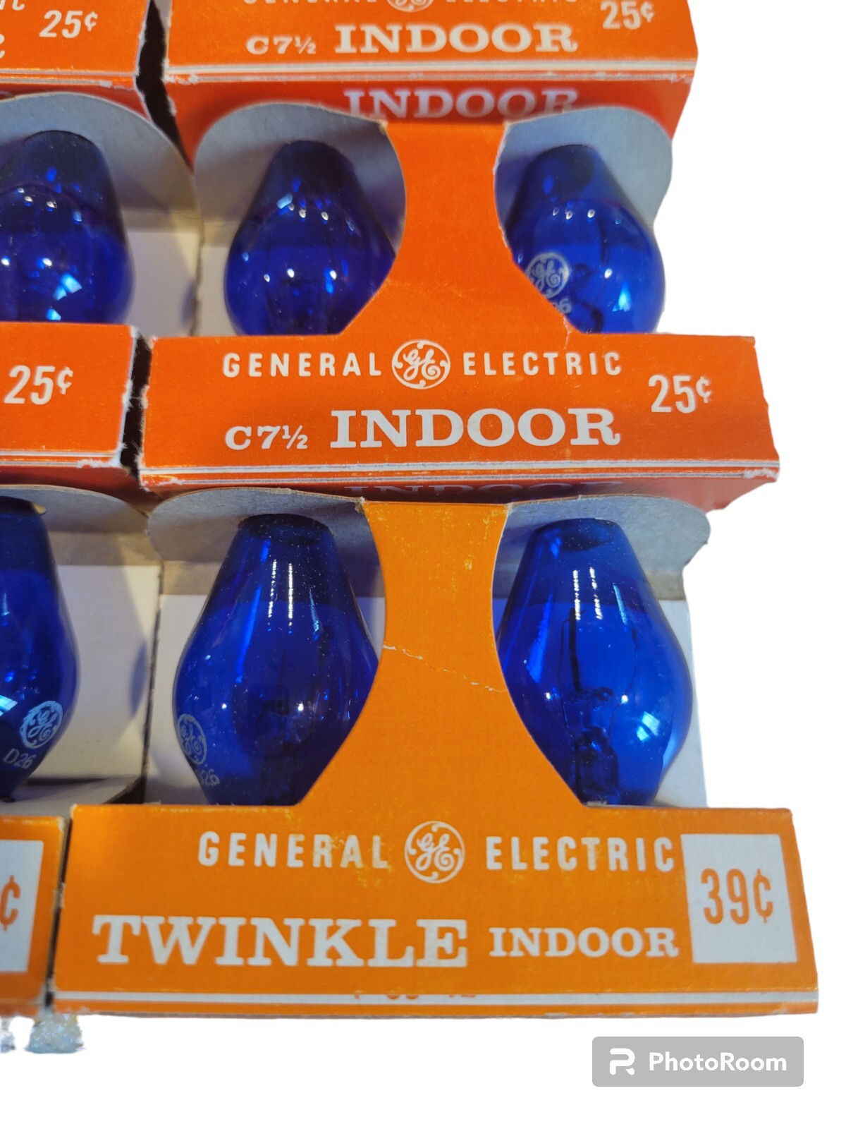 VTG GE C7 1/2 Indoor Christmas Light Bulbs Blue Lot Of 35 PCs USA Made
