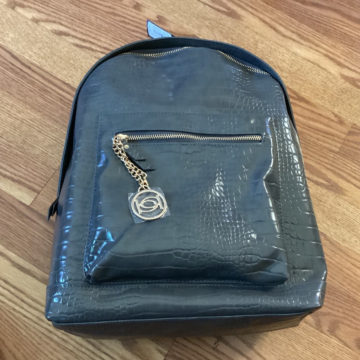 BEBE Dark Gray Rena Croco Large Backpack NWT BEBE Dark Gray Rena Croco Large Backpack | eBay main image 3