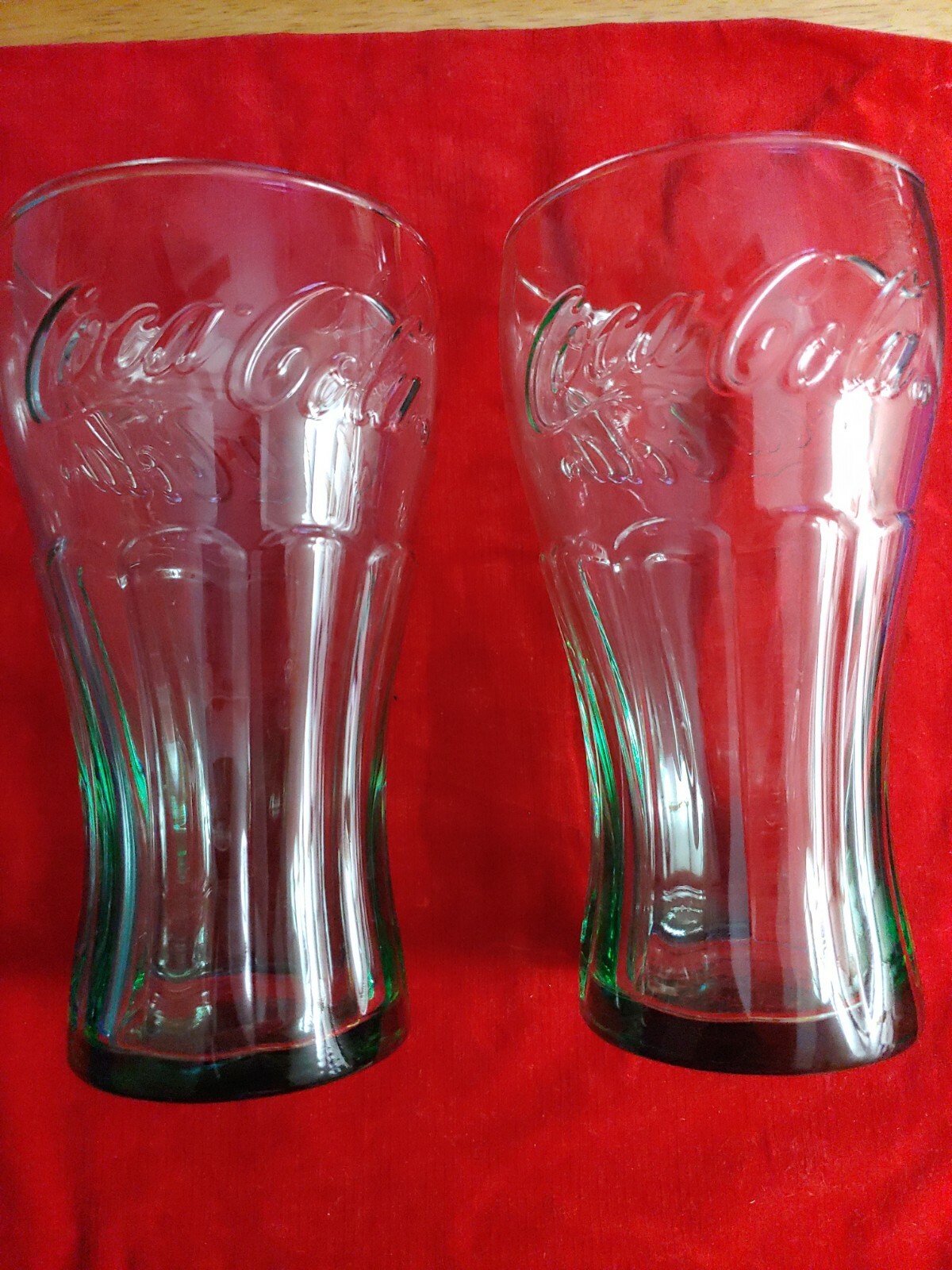 Coca Cola Drinking Glasses Fountain Libby Vintage Green Tint 16 oz. Set