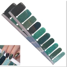 Jaysea Arts Nail Wraps Glitter Green Gradient Street Polish Art Nail Strips B4G1