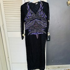 Eves Allure Vintage Beaded Silk Gown Size Large