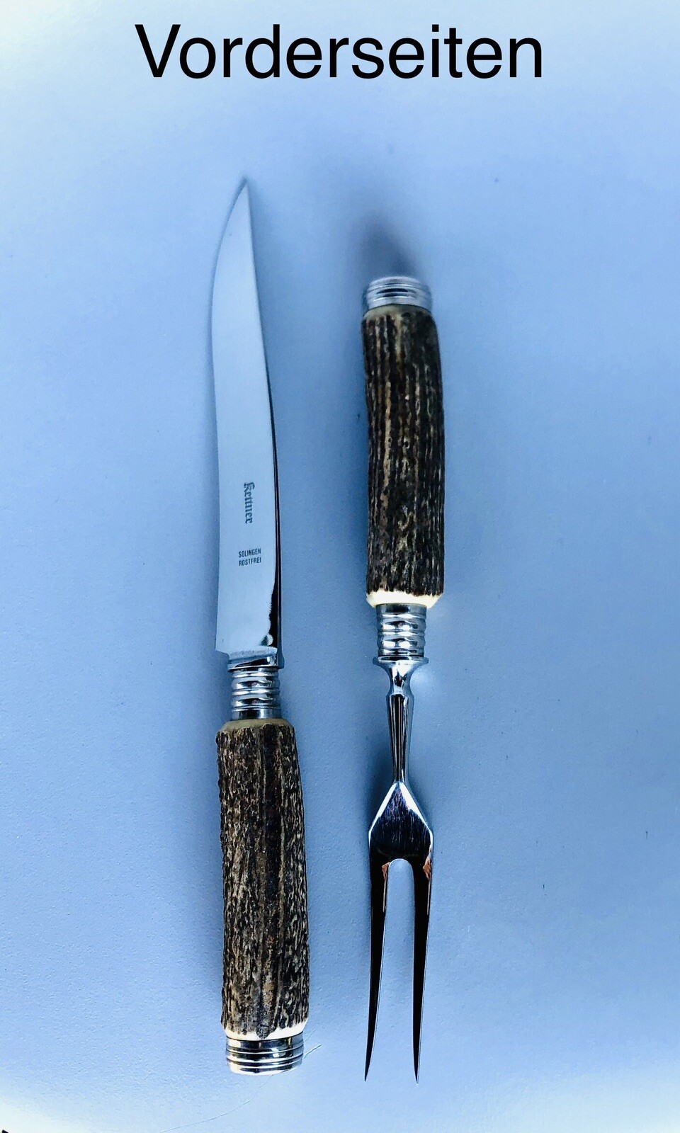 BESTPREIS! Tranchierbesteck Solingen Klinge Edelstahl Echt-Hirschhorngriffe