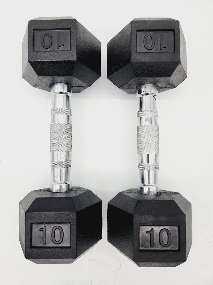 10 LB Rubber Hex Curve Handle Dumbbell Pair