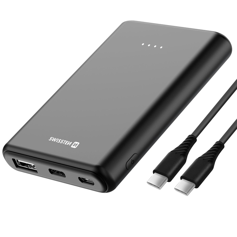 Swissten 5000mAh 10W USB Power Bank with LED Indicator in Compact Black Design