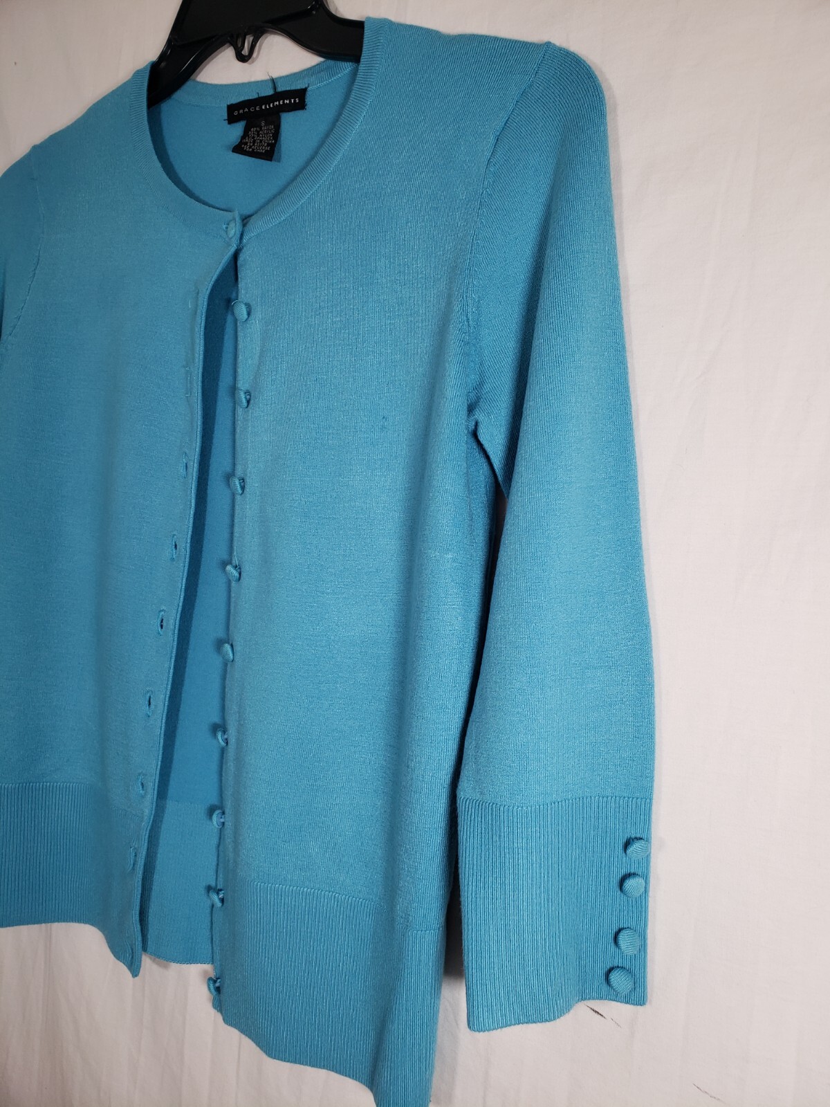 Grace Elements Teal Button Up Sweater Cardigan Lo… - image 5