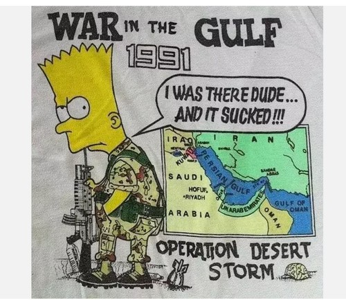 Bart Simpson War In The Guft White T-Shirt - Picture 2 of 6