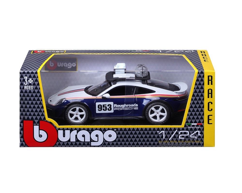 Bburago 1:24 Porsche 911 Dakar #953 Blue Diecast Model Car 18-28029 New in Box