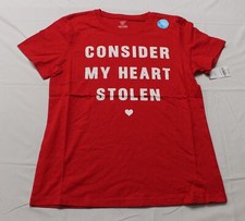 Carter's Women's Stolen Heart Graphic Short Sleeve Tee DP3 Red Medium NWT