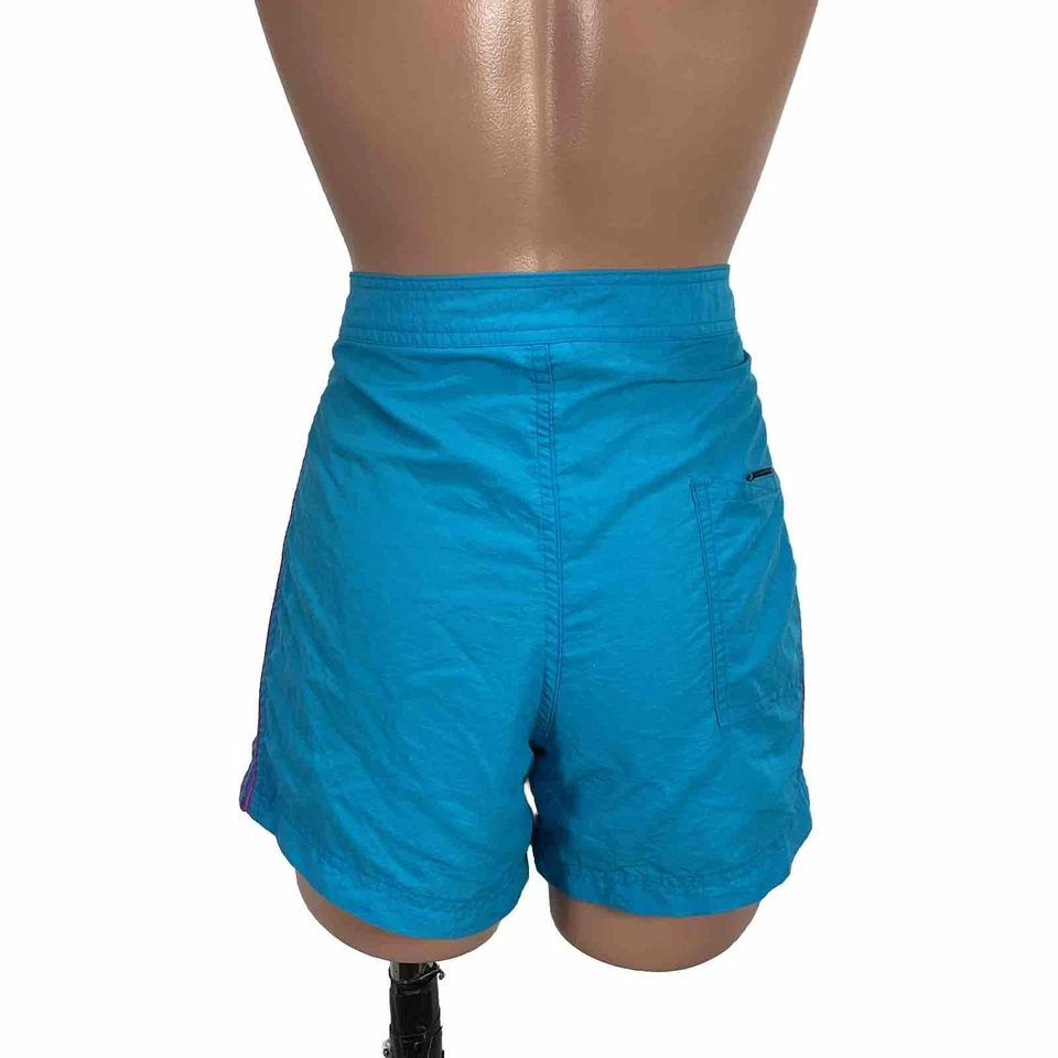 Vintage Womens Board Shorts Mini Stripes Surf Skate Y2K 90s Swim sz 11 Tie Front - Image 3 of 4