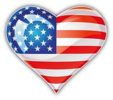 United States Of America Flag Glossy Heart Car Bumper Sticker Decal