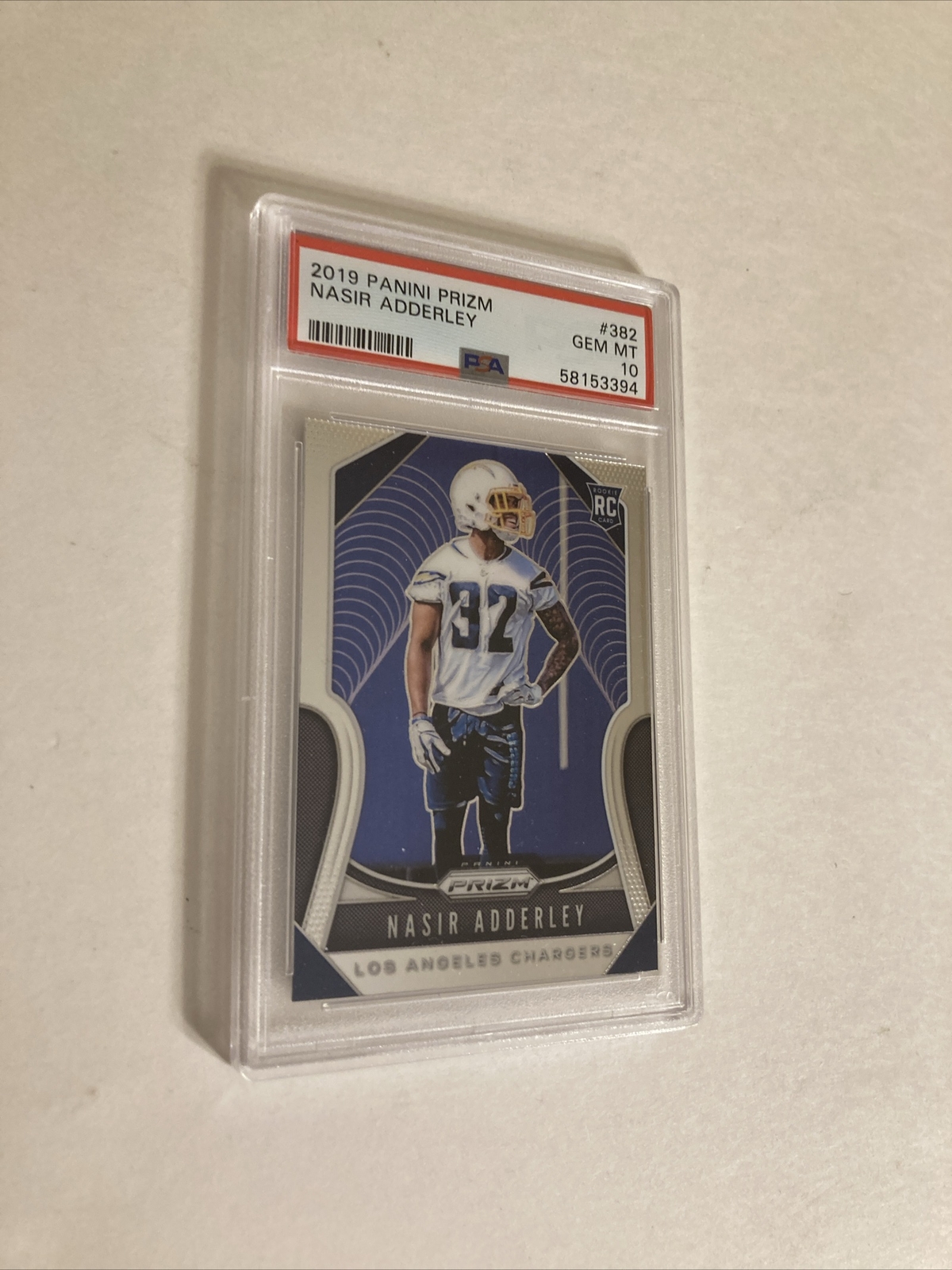 2019 Panini Prizm Nasir Adderley Rookie RC #382 PSA 10 GEM MT LOW POP