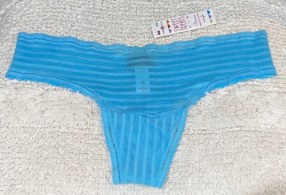 COSABELLA Sweet Treats Shadow Stripe One Size Bluebird Thong Panty NEW Women O/S - Image 3 of 4