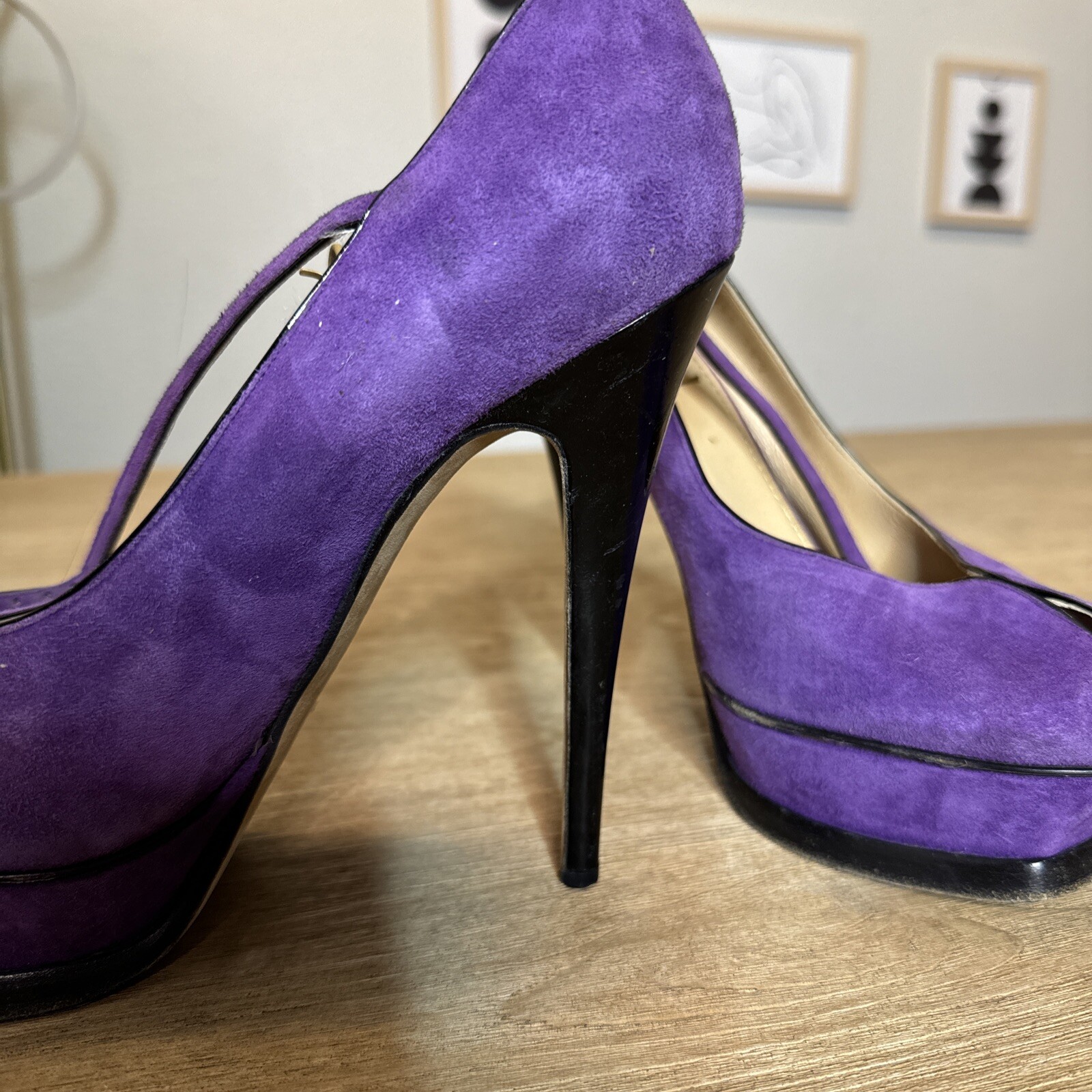 SAINT LAURENT Decolte YSL viola scamosciate 38 5