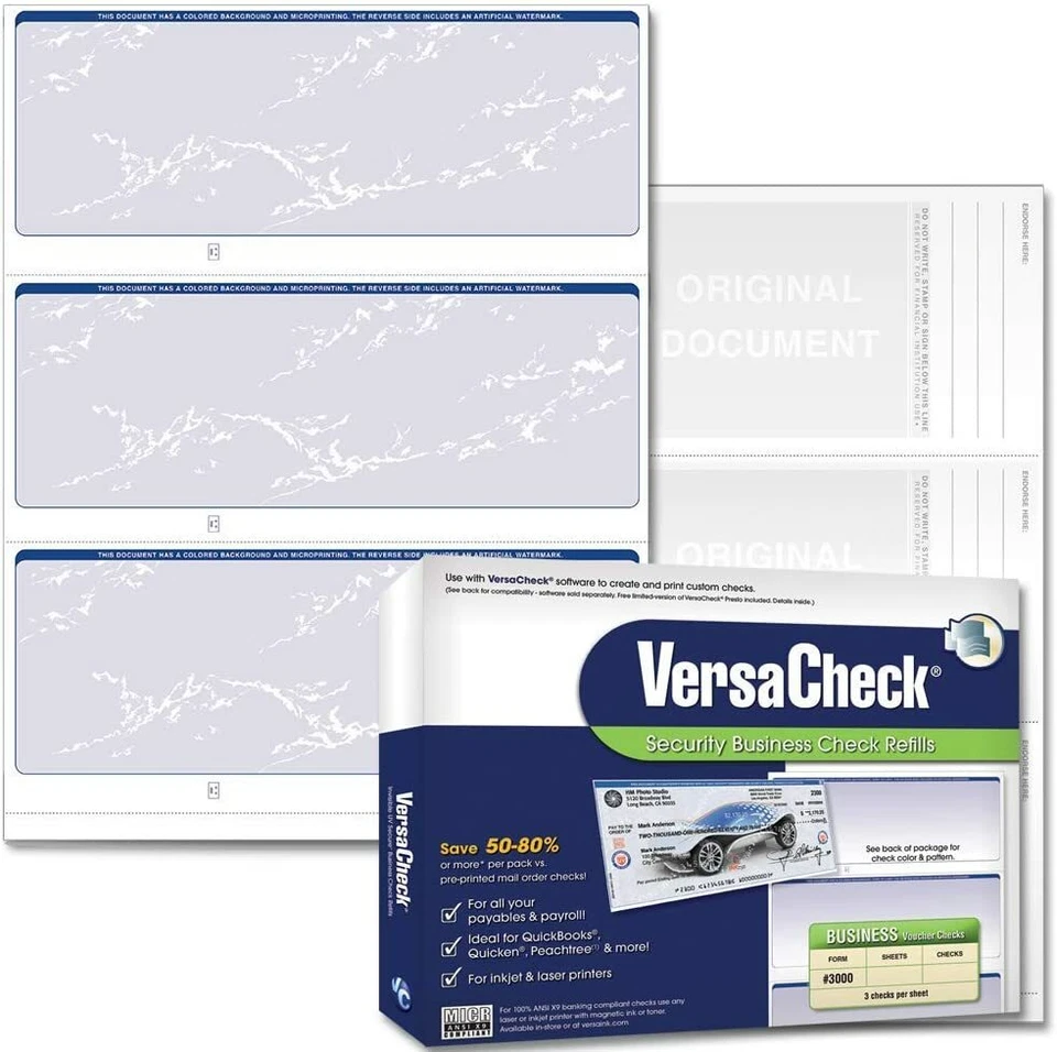 VersaCheck Security Business Check Refills: Form #3000 Standard - Blue -Prestige - Image 3 of 4
