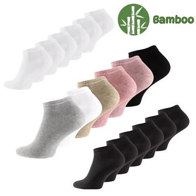 Damen Herren Bambus Söckchen, Sneaker Socken weich 6 Paar Damensocken pink schwarz
