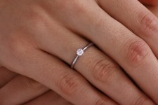 Solitaire Sterling Silver 1 CT Minimalist Round Cut Anniversary Ring For Women