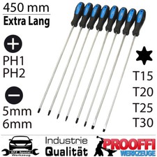 8-tlg TORX KREUZ SCHLITZ Schraubendreher Schraubenzieher Satz 450mm Extra Lang